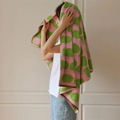 Apples Pattern Cotton Towel | Veska grön