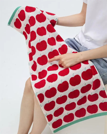 Apples Pattern Cotton Towel | Veska röd