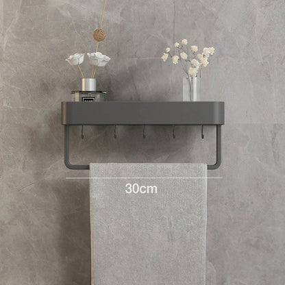 AquaShelf Elegant vägg hylla för en organiserad badrumsinteriör | Veska 30 cm - Med handdukshållare
