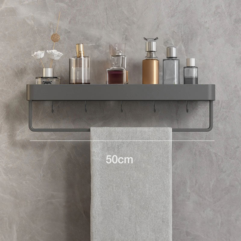 AquaShelf Elegant vägg hylla för en organiserad badrumsinteriör | Veska 50 cm - Med handdukshållare