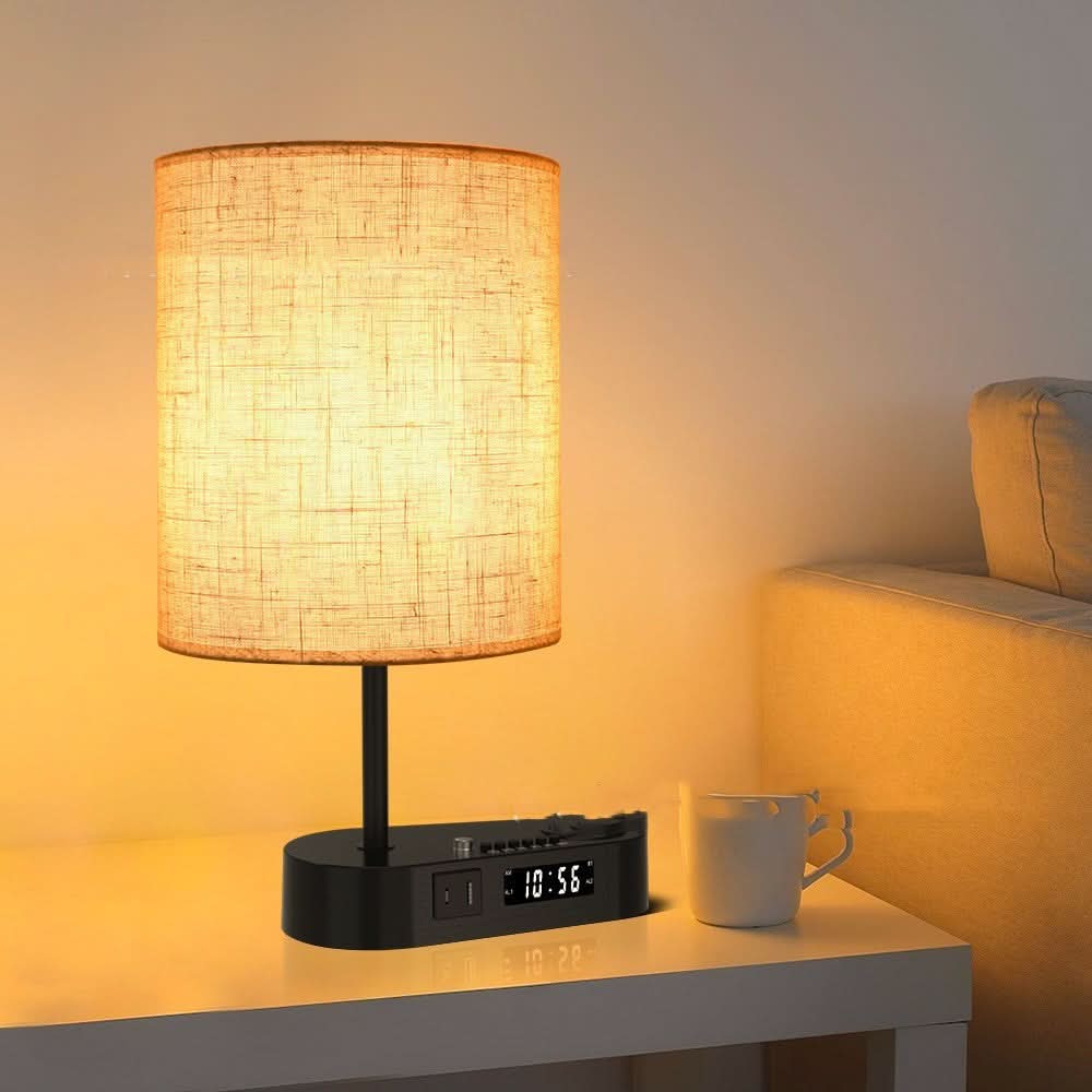 ARA - Väckarklocka med laddningsanslutning och bordslampa | Veska Nötkött