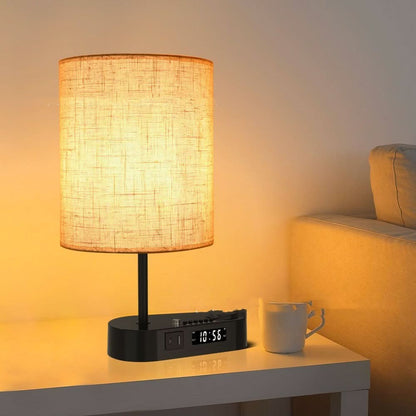 ARA - Väckarklocka med laddningsanslutning och bordslampa | Veska Nötkött