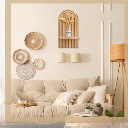 Archi Vägg hylla - Minimalistisk Boho Trähylla Vägg Skandinavisk | Veska