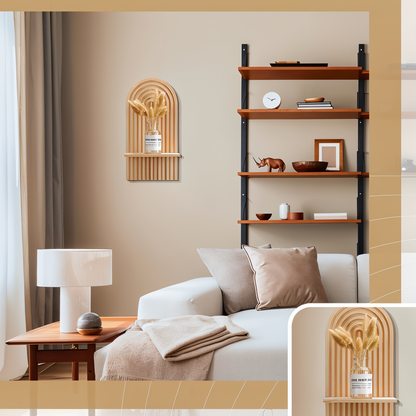 Archi Vägg hylla - Minimalistisk Boho Trähylla Vägg Skandinavisk | Veska