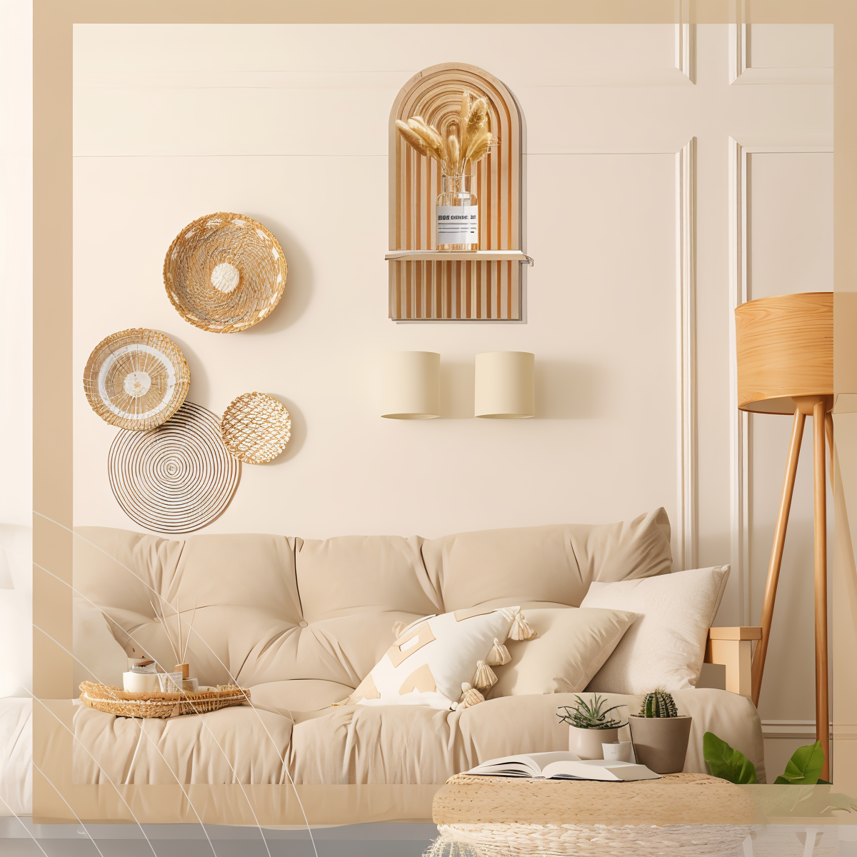 Archi Vägg hylla - Minimalistisk Boho Trähylla Vägg Skandinavisk | Veska
