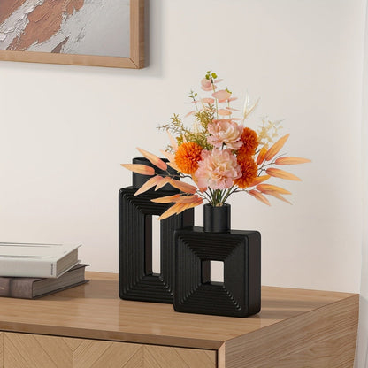 ArteVase Vit Keramisk Vas Set med Geometrisk Design för en Boho-Chic Inredning | Veska