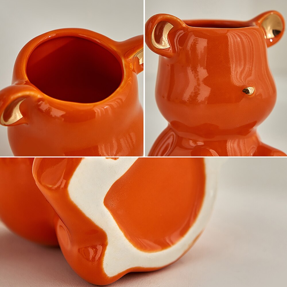 Artisan Skandinavisk Björndesign Keramikvas Slående Hemaccessoar | Veska Orange
