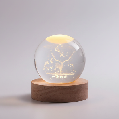 AstroGlobe 3D Lampa – Spherical Wooden Table Lamp with Warm LED Light and Planet Design | Veska Hirsch