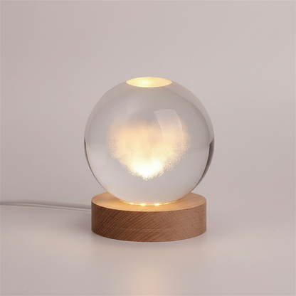 AstroGlobe 3D Lampa – Spherical Wooden Table Lamp with Warm LED Light and Planet Design | Veska Hjärta