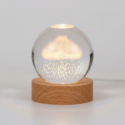AstroGlobe 3D Lampa – Spherical Wooden Table Lamp with Warm LED Light and Planet Design | Veska Regnmoln