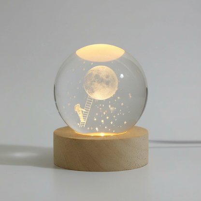 AstroGlobe 3D Lampa – Spherical Wooden Table Lamp with Warm LED Light and Planet Design | Veska Trappa till himlen