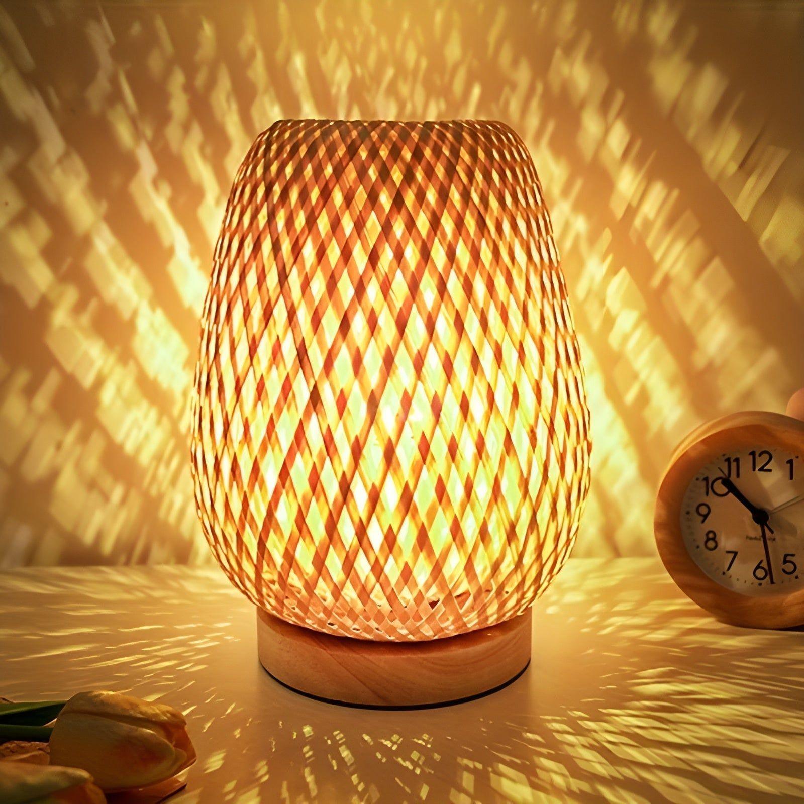 Aura Lampa - Bambu USB-drivet Bordslampa för Sovrummet | Veska