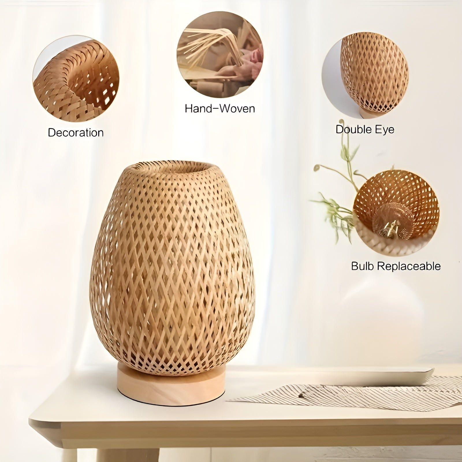 Aura Lampa - Bambu USB-drivet Bordslampa för Sovrummet | Veska
