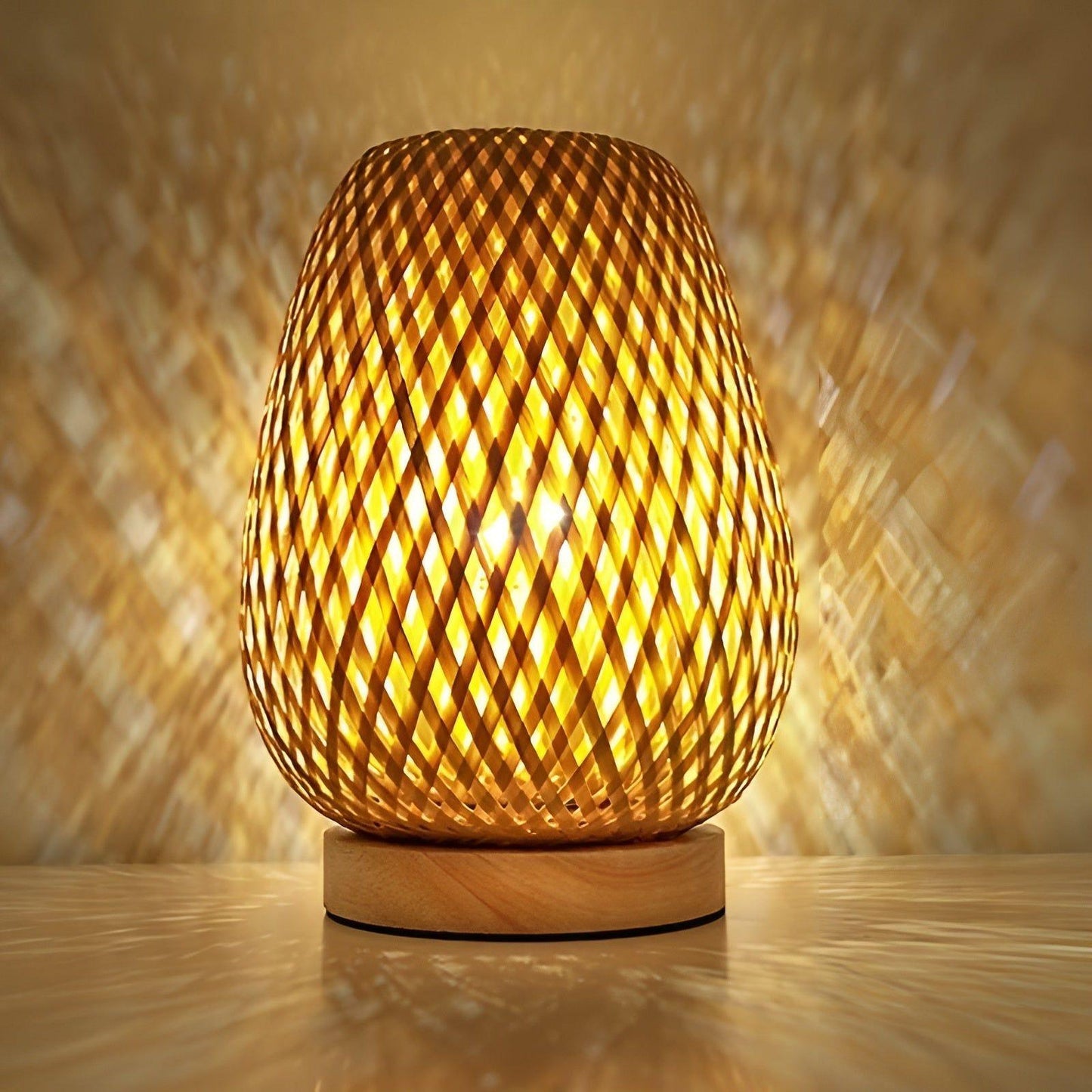 Aura Lampa - Bambu USB-drivet Bordslampa för Sovrummet | Veska Bambu färg