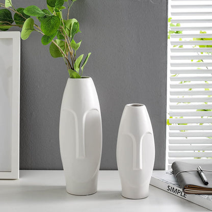 Avanté Vaso Svart & Vit Abstrakt Keramisk Mänskligt Ansikte Konst | Veska Vit