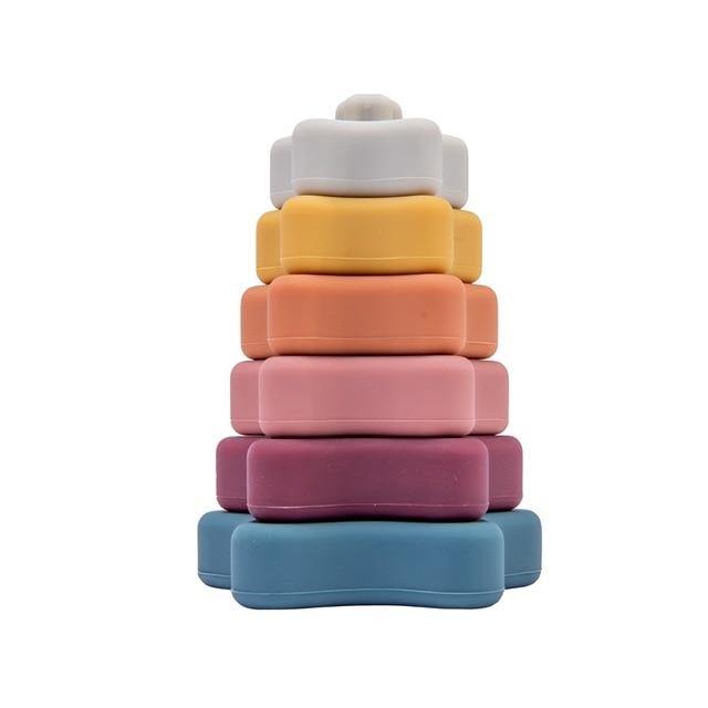 Baby Silikon Byggnads Stapel Smart Blockspel | Veska brun