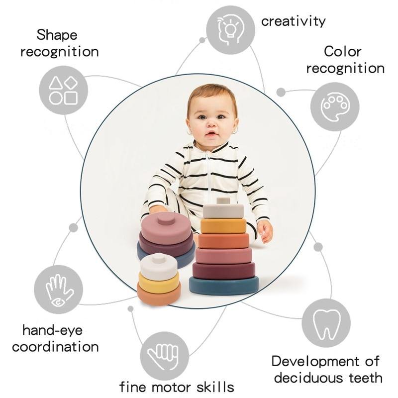 Baby Silikon Byggnads Stapel Smart Blockspel | Veska