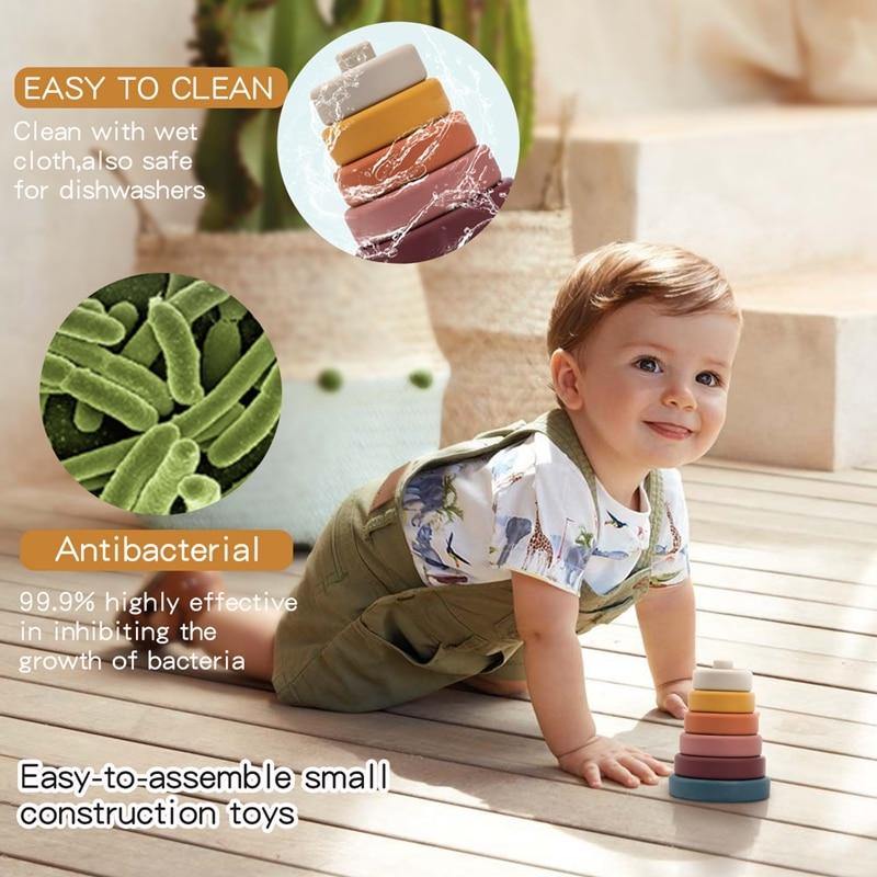 Baby Silikon Byggnads Stapel Smart Blockspel | Veska