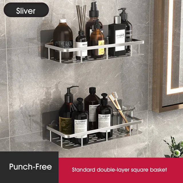 Badrumshylla utan borrning | Veska Silver Double Set