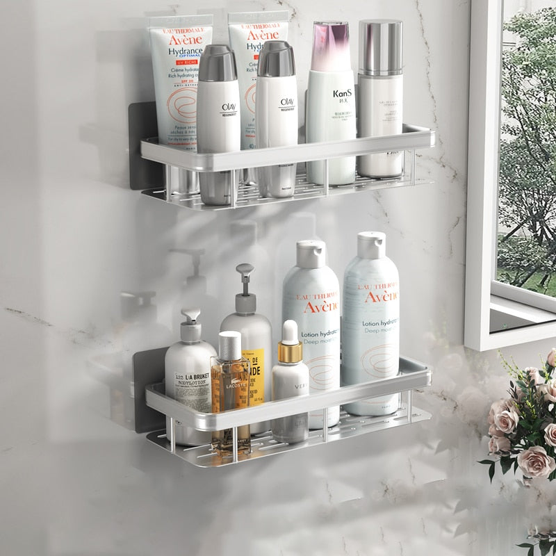 Badrumshyllor hörnhylla utan borrning duschhyllhållare | Veska Modern Uppgradera-Silver-Set