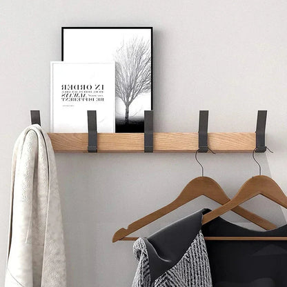 Bamboo Hylla - Med Aluminium Krokar - Väggmontering | Rova | Veska