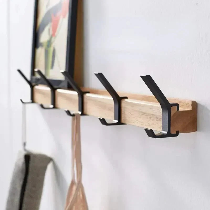 Bamboo Hylla - Med Aluminium Krokar - Väggmontering | Rova | Veska
