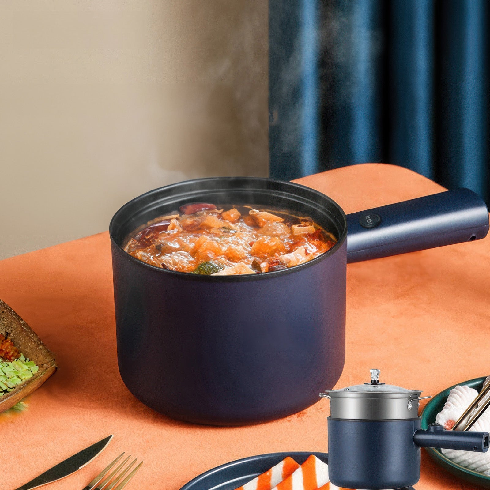 Bärbar elektrisk gryta, non-stick 1.8L | Veska