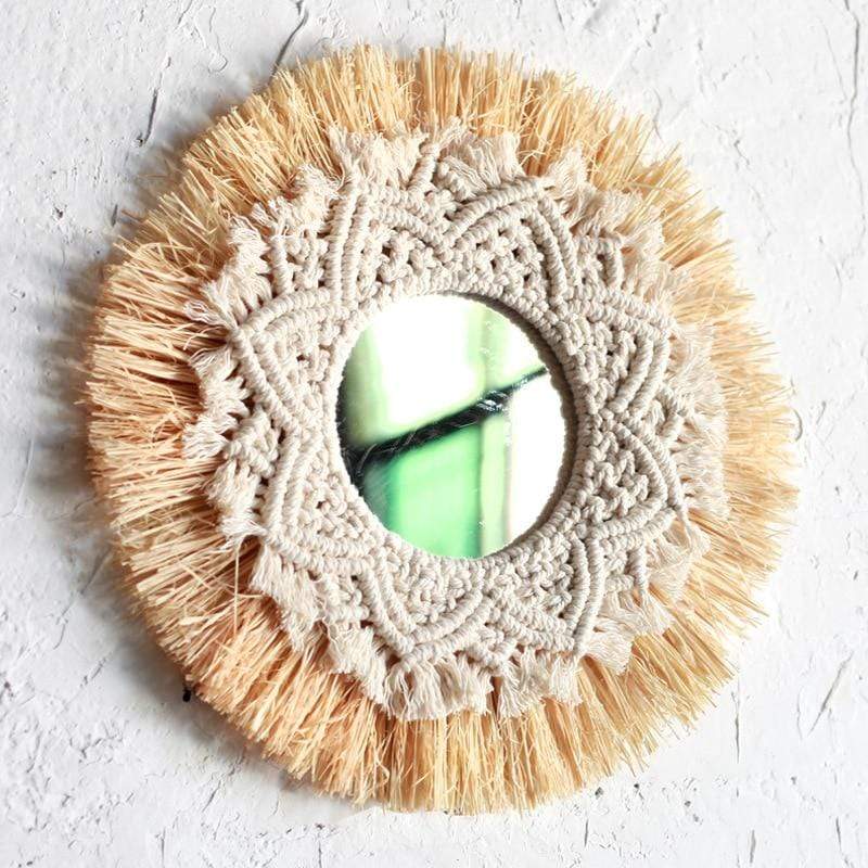 Beige Nordisk Vägghängd Spegel | Veska