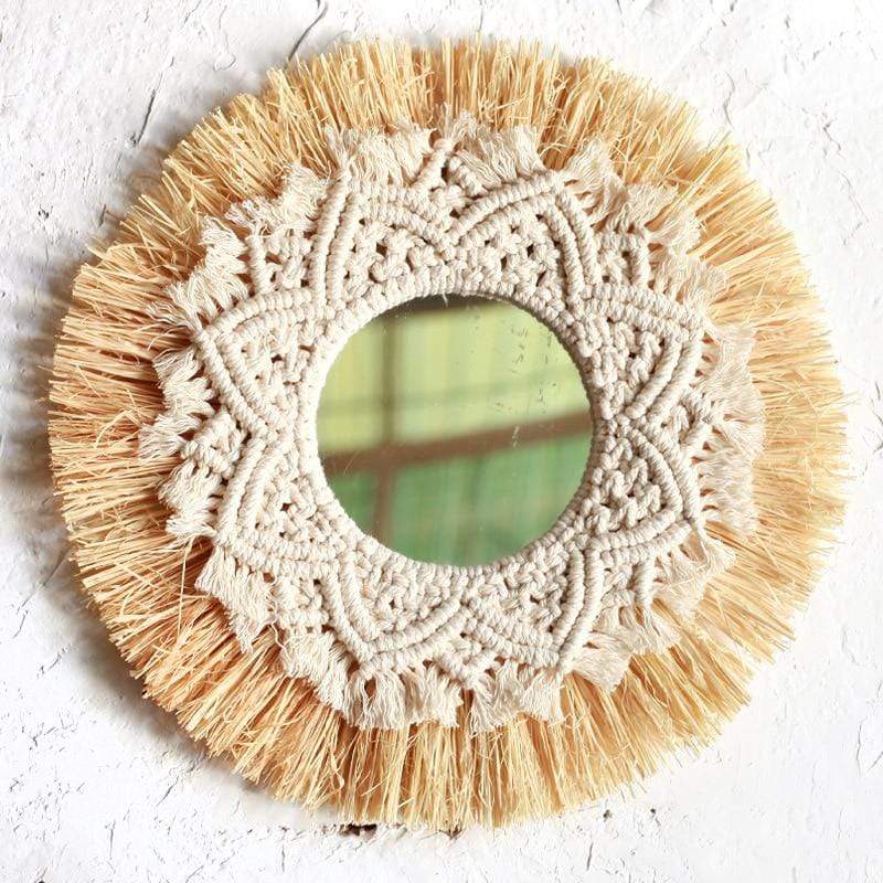 Beige Nordisk Vägghängd Spegel | Veska