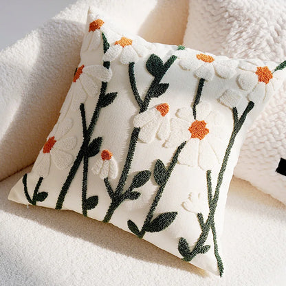 Blå & Vit Kanin & Blomma Kuddeöverdrag | Veska Daisy med stam 45X45CM Utan kärna