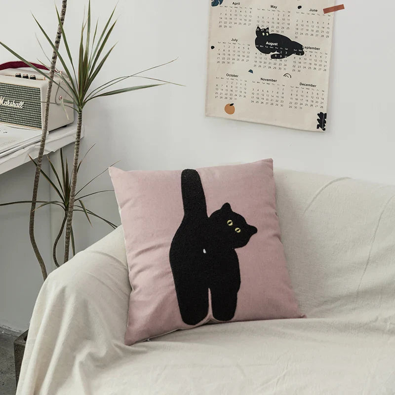 Black Cat & Garden Tuftad Kuddöverdrag | Veska