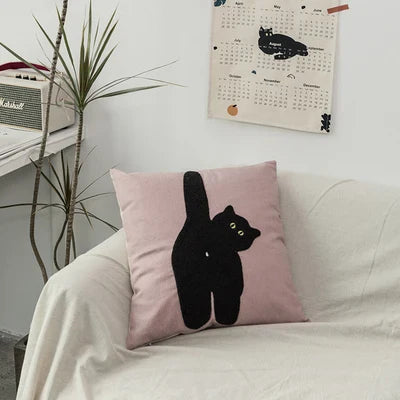 Black Cat & Garden Tuftad Kuddöverdrag | Veska