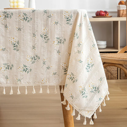 Blommig duk | Veska Floral-Beige Fringes