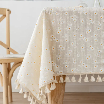 Blommig duk | Veska Gyllene Daisy Fransar