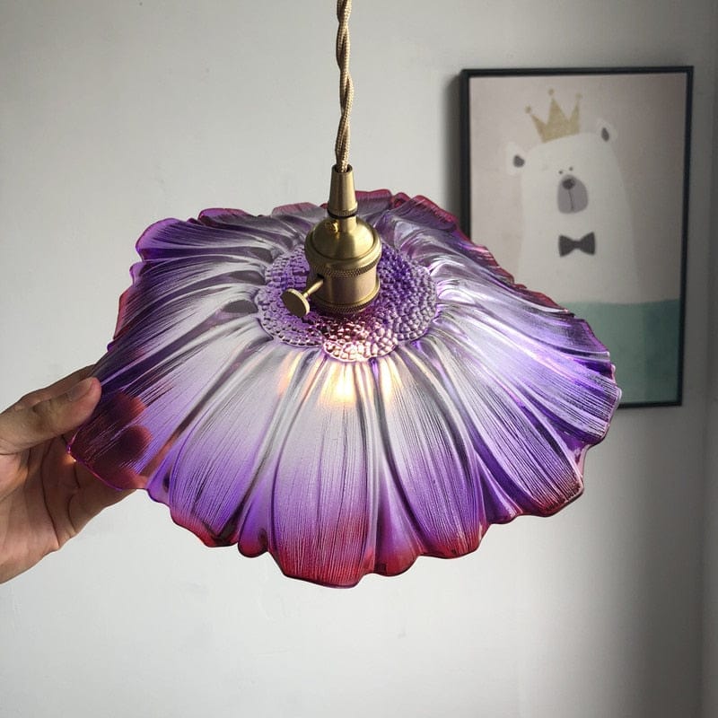 Blomsterblad Färgat Glas Hängande Lampa | Veska