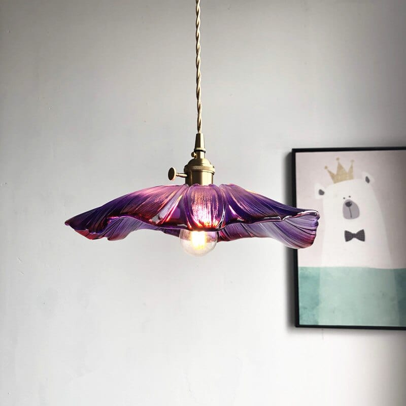 Blomsterblad Färgat Glas Hängande Lampa | Veska