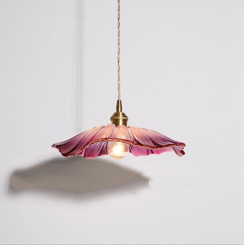 Blomsterblad Färgat Glas Hängande Lampa | Veska Lila