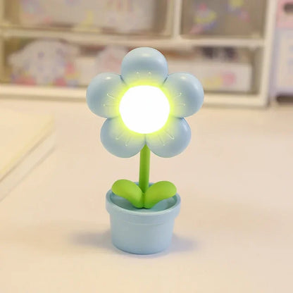 BloomLite – Atmosfärisk Blomformad Bordslampa med Mjuk LED-ljus Veska Blå