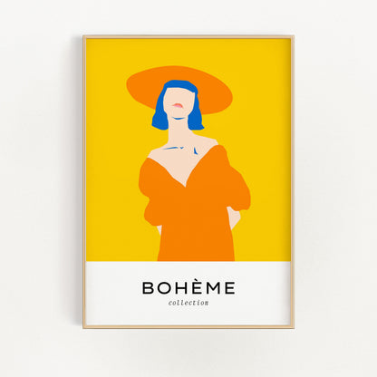 Boheme-Vår-Dam med en Hatt | Veska 21×30 cm