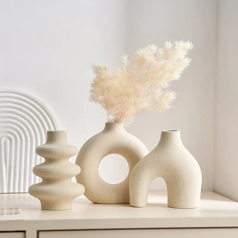 Boho-keramiska-vaser-set | Veska Beige