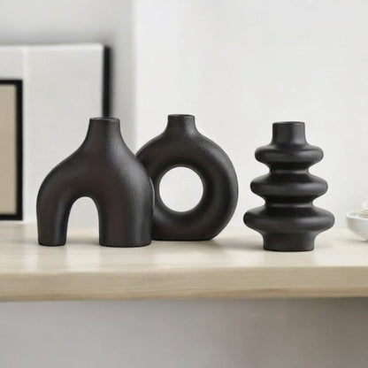 Boho-keramiska-vaser-set | Veska Svart