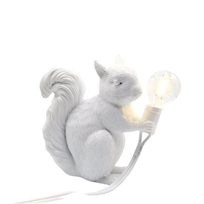 Bordslampa ekorre resin LED djur ljus | Veska Vit