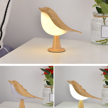 Bordslampa Fågelform Träeffekt LED | Veska