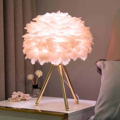 Bordslampa - FeatherLux - Dimbar Ljus - Elegant Fjäderdesign | Veska