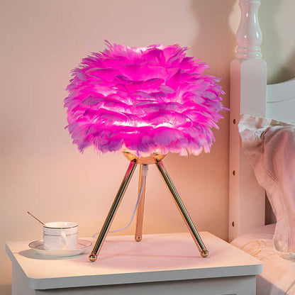Bordslampa - FeatherLux - Dimbar Ljus - Elegant Fjäderdesign | Veska Lila