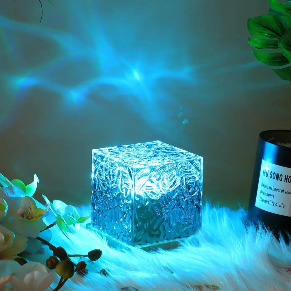 Bordslampa Glas Kub Ambient Ljus | Veska