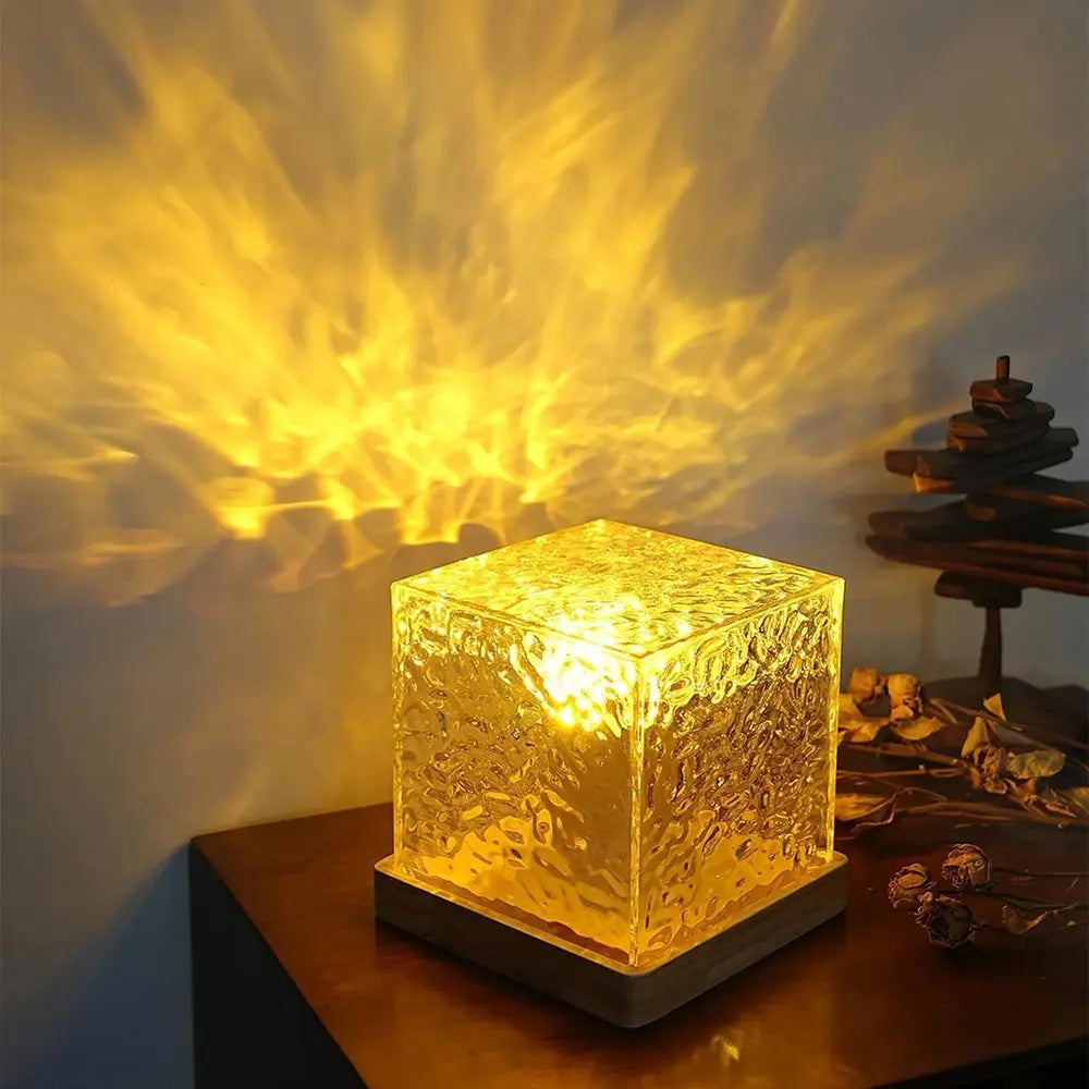 Bordslampa Glas Kub Ambient Ljus | Veska