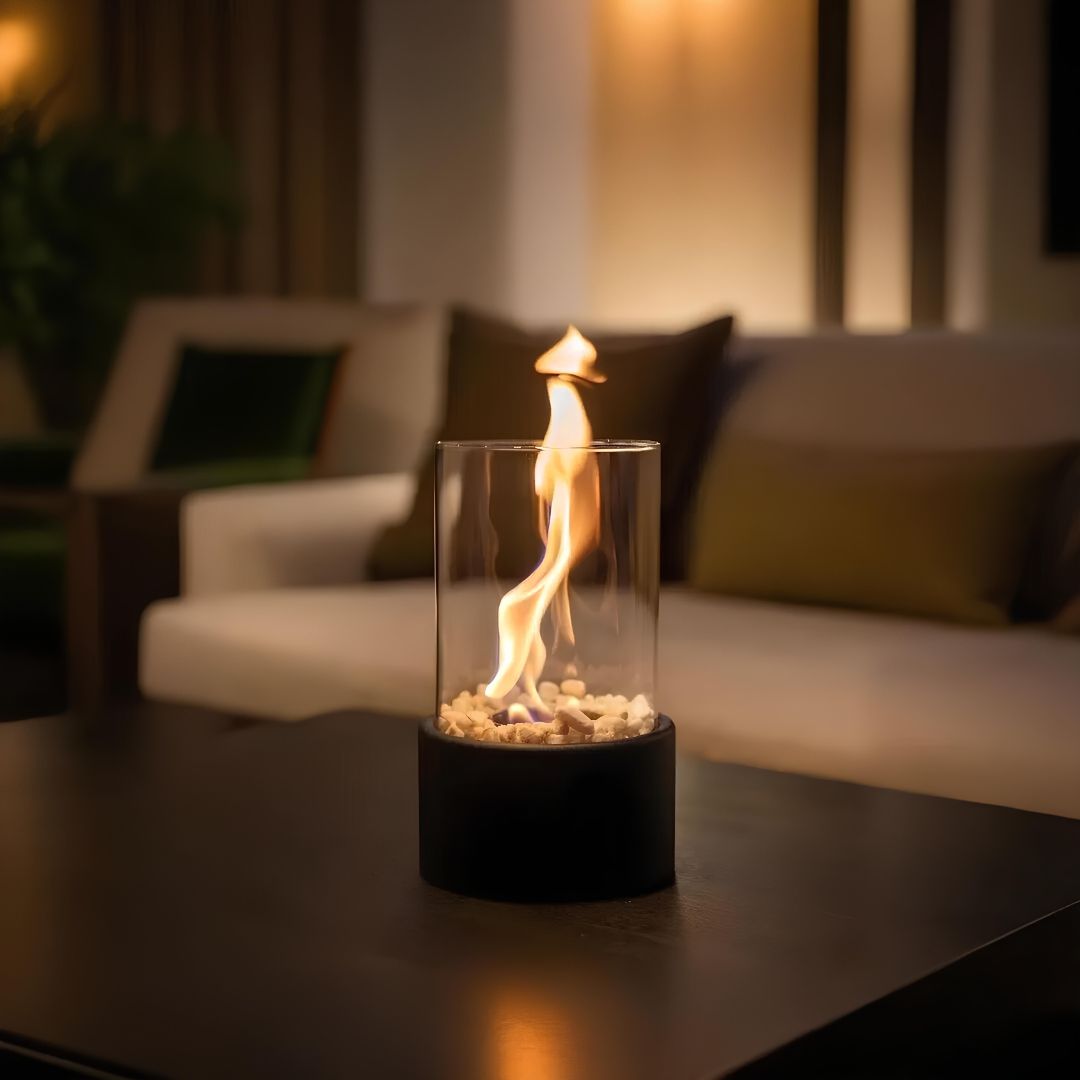 Bordslampa Glas Olja Låga Brännare | Veska Svart Medium