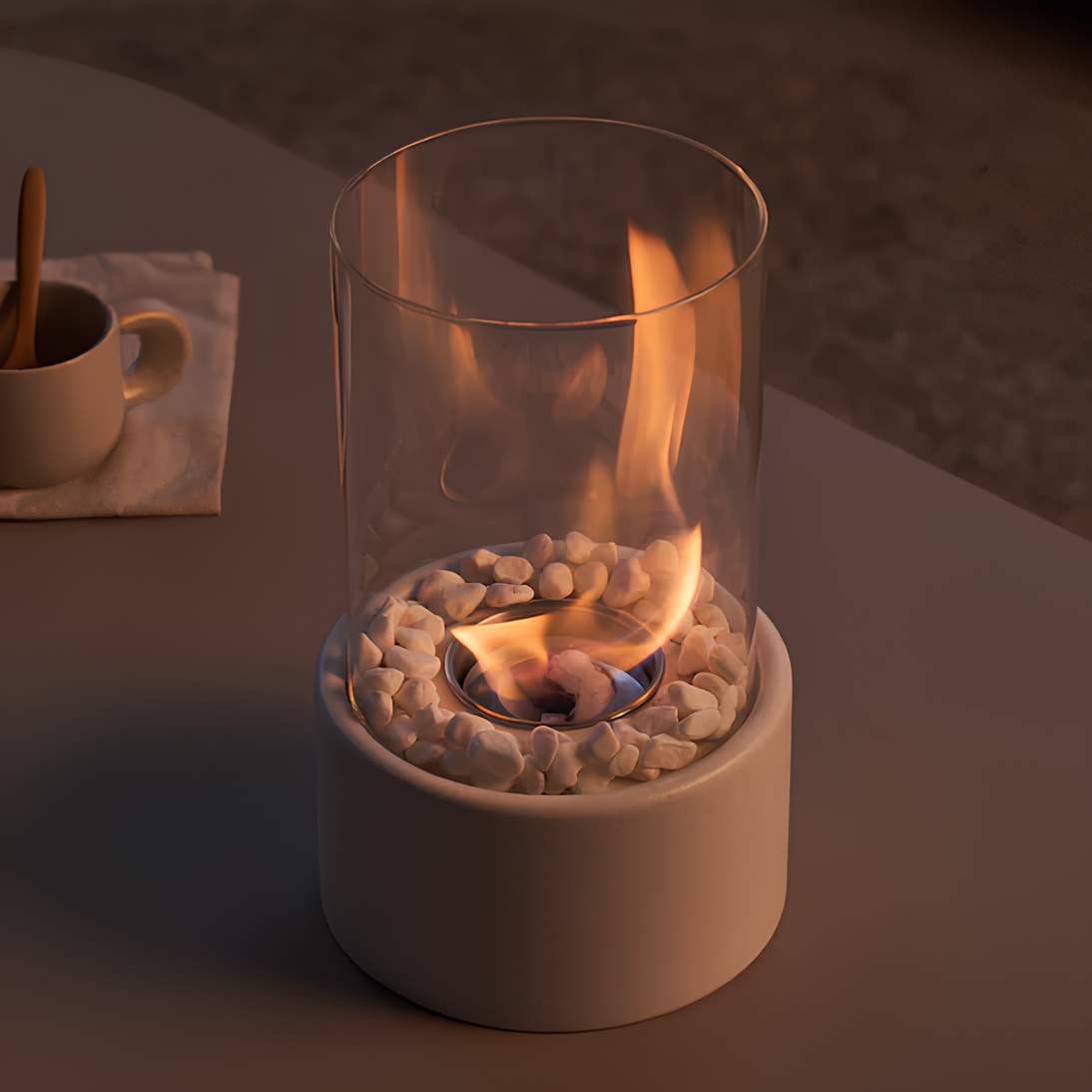 Bordslampa Glas Olja Låga Brännare | Veska Vit Medium