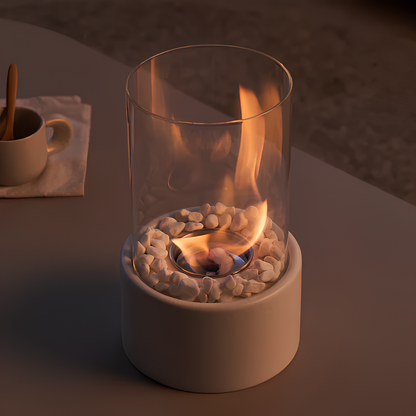Bordslampa Glas Olja Låga Brännare | Veska Vit Medium